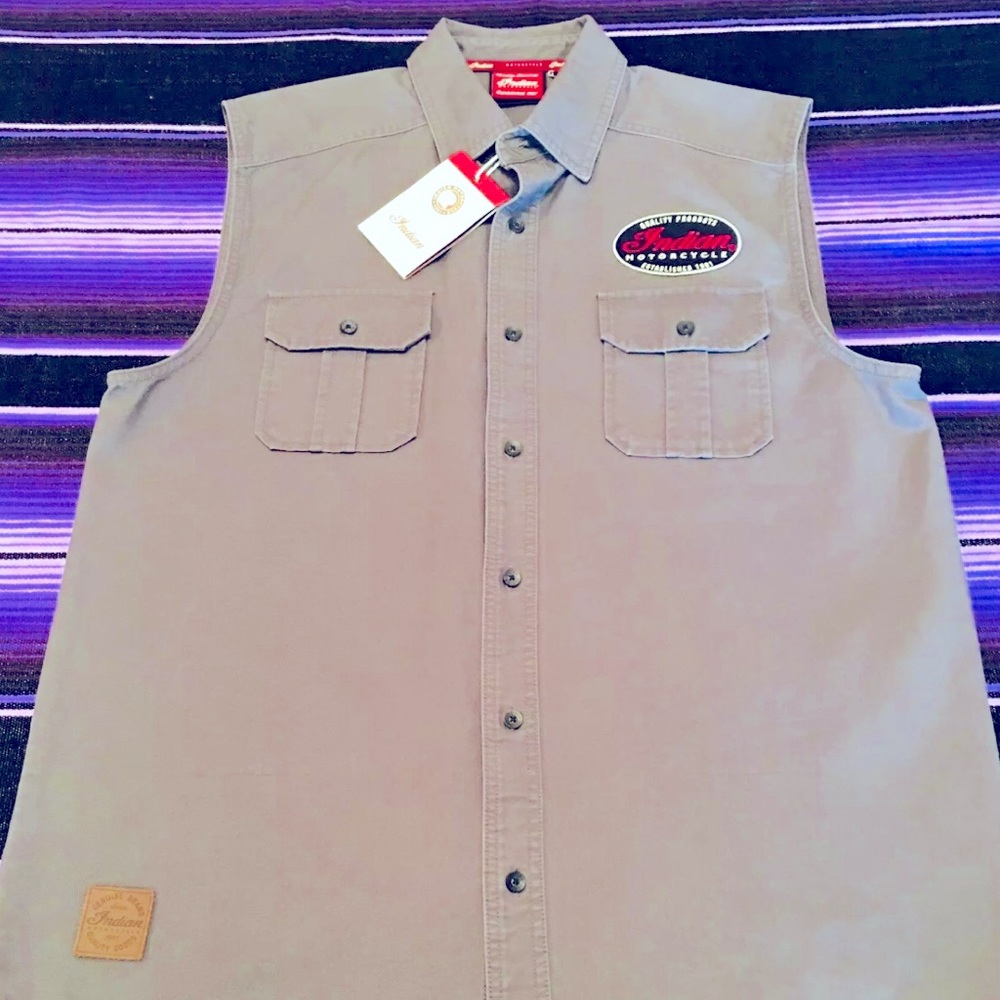 Indian Motorcycle Canvas Sleeveless Shirt Vest NWT